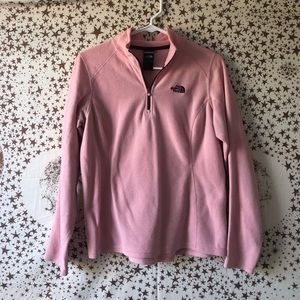 Pink North Face quarter zip pullover